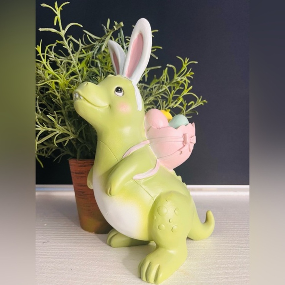 Easter Bunny T Rex Dinosaur Tabletop Decor Pastel Spring Figurine NWT